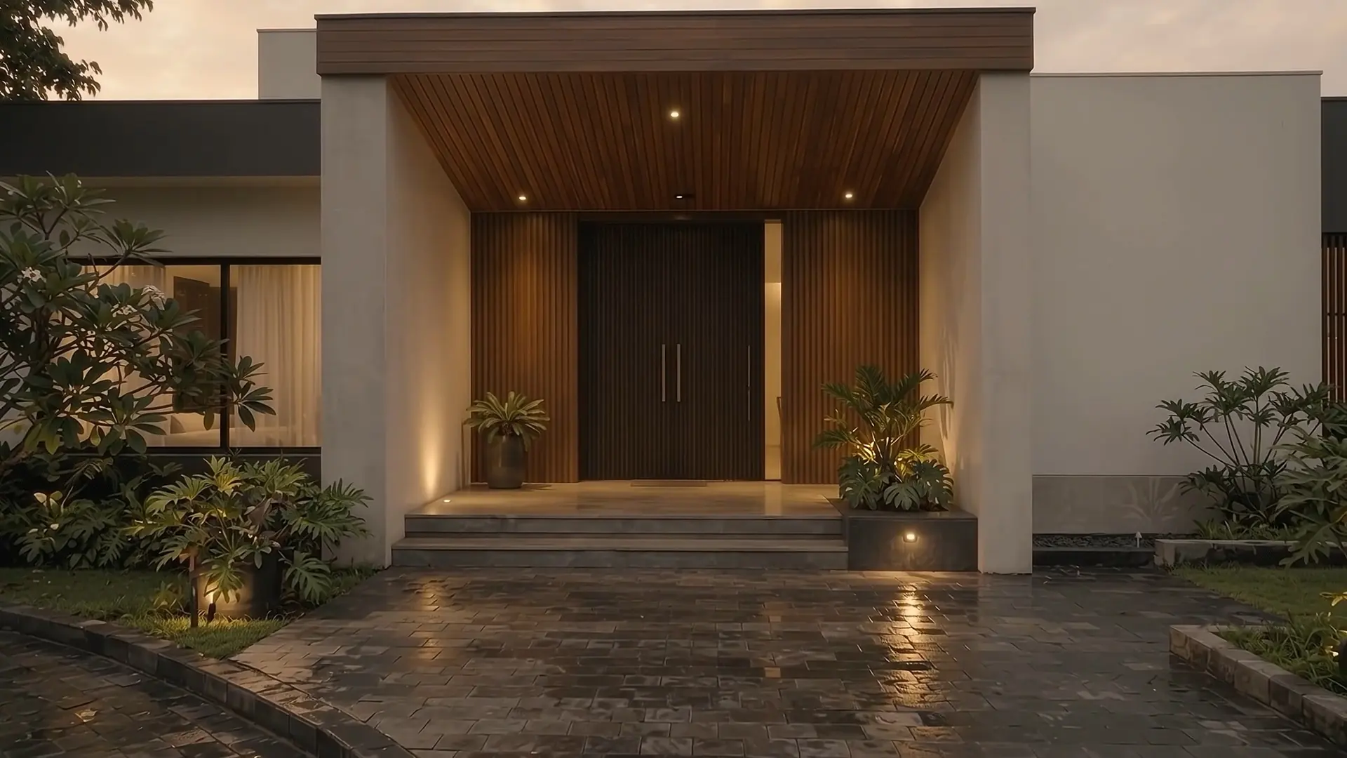 Main entrance — a Doorzzen door in place.